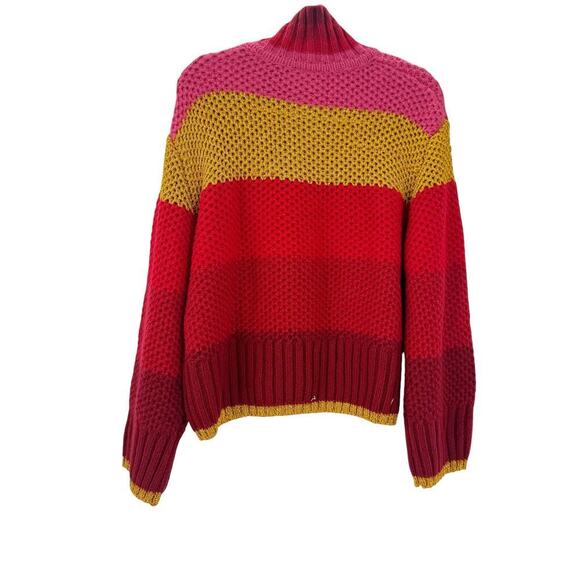 Farm Plantage Rio Stripes Sweater Knitted Mock Neck Oversized Size XS NWOT - Picture 5 of 12